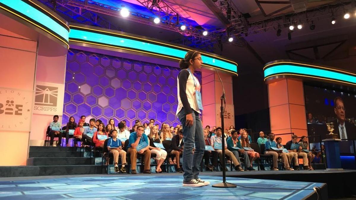 Ananya Vinay correctly spells “anabolic” in Round 2 of the 2017 Scripps National Spelling Bee.