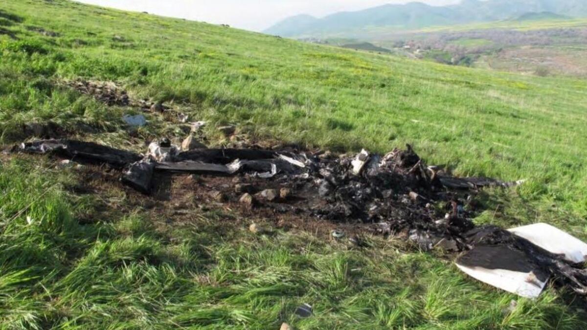 This photo shows the main wreckage of the Tulare County Sheriff’s Department airplane that crashed near Springville, California, on Feb. 10, 2016.