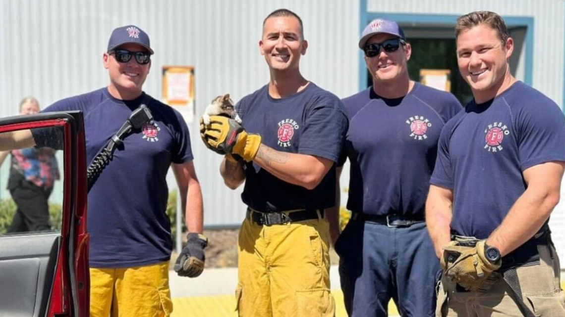 The kitten is recovering, Fresno firefighters said.