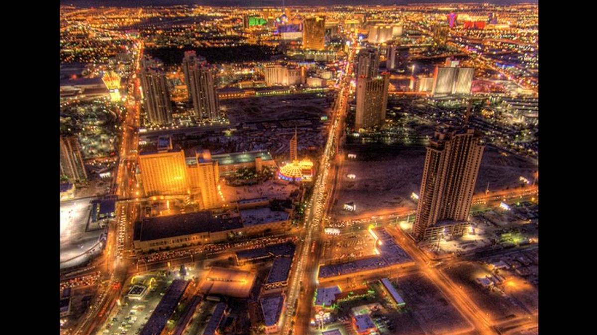 The Las Vegas Strip by night. The photo was taken from the Stratosphere in 2007