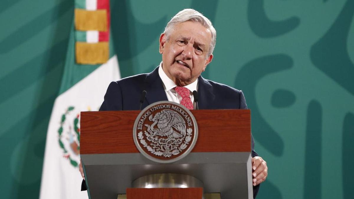 México President Andrés Manuel López Obrador speaks at his daily press conference on Monday, the day after his party lost ground during mid-term elections.