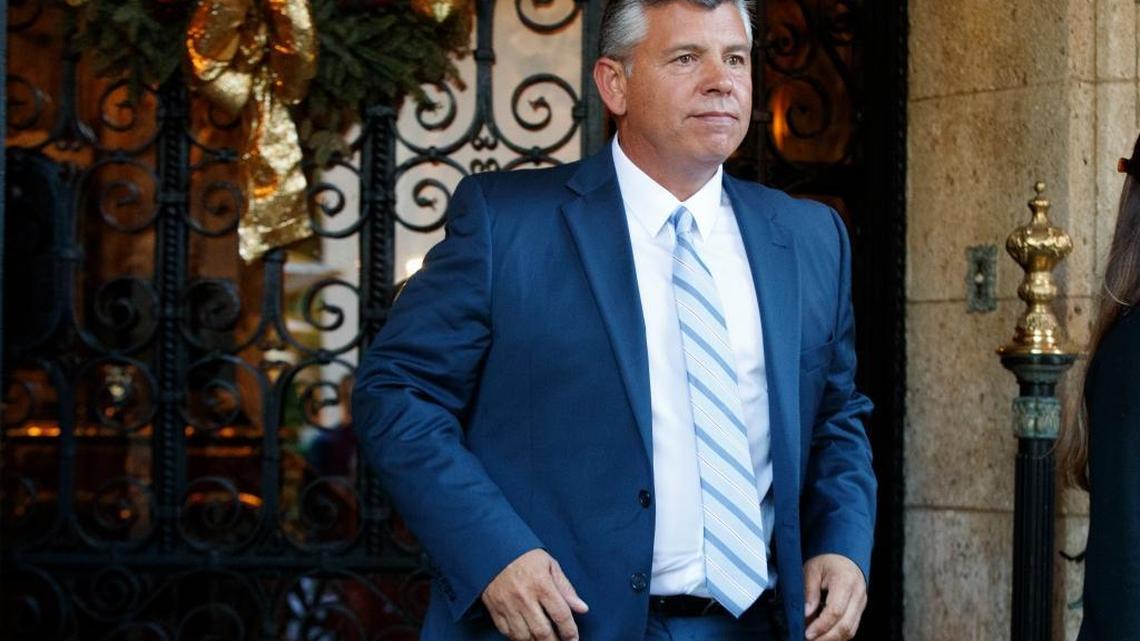 Former California Lt. Gov. Abel Maldonado leaves Mar-a-Lago after meeting with President-elect Donald Trump and his transition team Dec. 28 in Palm Beach, Fla. Maldonado is said to be a candidate for agriculture secretary.