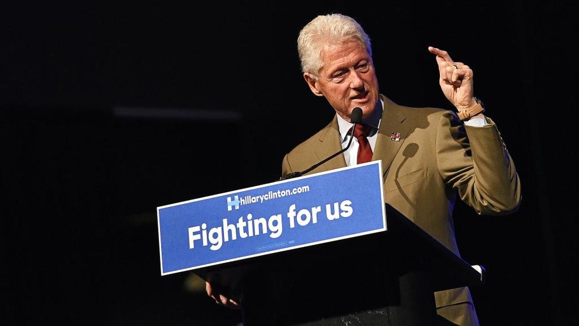 Former President Bill Clinton speaks during a campaign event for Democratic presidential candidate Hillary Clinton on Friday in Sioux Falls, S.D. Clinton was headed to California for three days of campaigning beginning Saturday and including a stop on Monday morning at Fresno State.