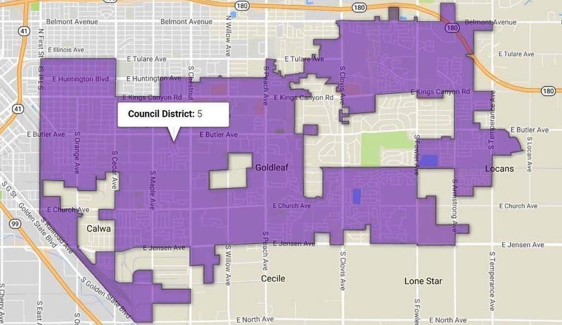 Fresno City Council District 5 encompasses much of southeast Fresno.
