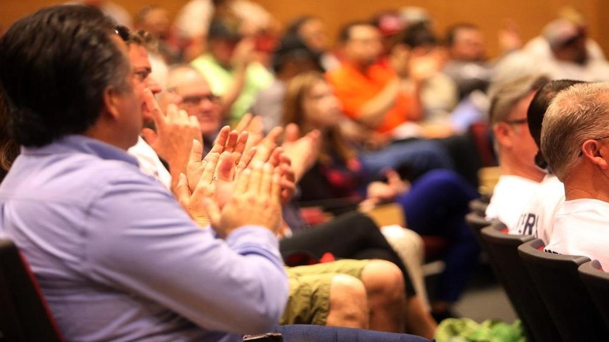 Some of the approximately 200 people who turned out for a Fresno mayoral debate in March at Fresno State. The top three candidates running to become Fresno’s next mayor will face off in a two-hour debate sponsored by The Bee and PowerTalk 96.7 FM/AM 1400 on May 25.
