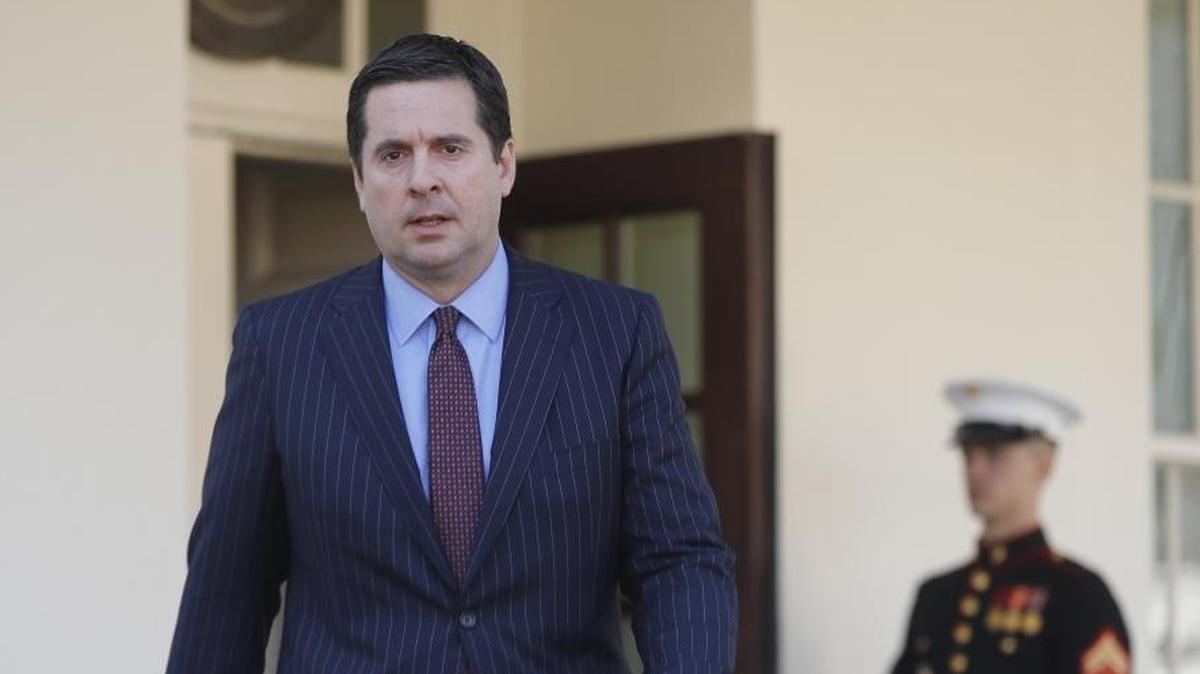 House Intelligence Committee Chairman Rep. Devin Nunes, R-Tulare, walks out the White House in Washington on March 22, 2017, to speak with reporters after a meeting with President Donald Trump.