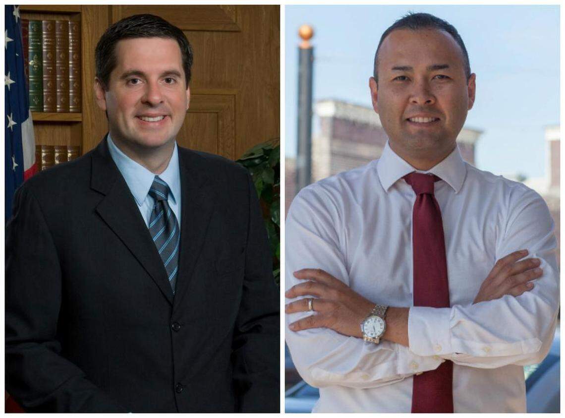 Rep. Devin Nunes and challenger Andrew Janz in file photos.