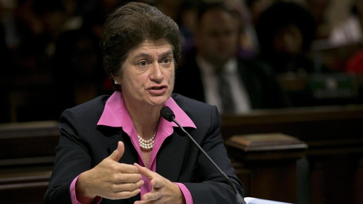 California State Auditor Elaine Howle discusses the audit her office did on the California State University system during a joint legislative hearing in August 2017.
