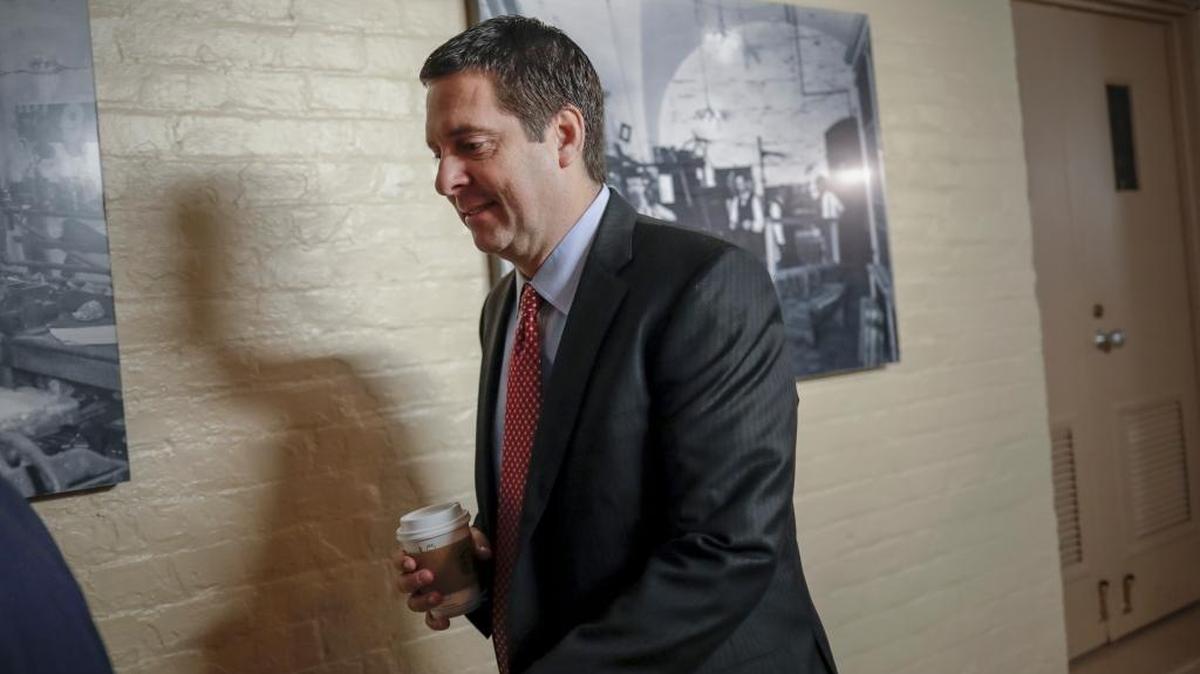 House Intelligence Committee Chairman Devin Nunes, R-Tulare, heads to a GOP conference at the Capitol in January.