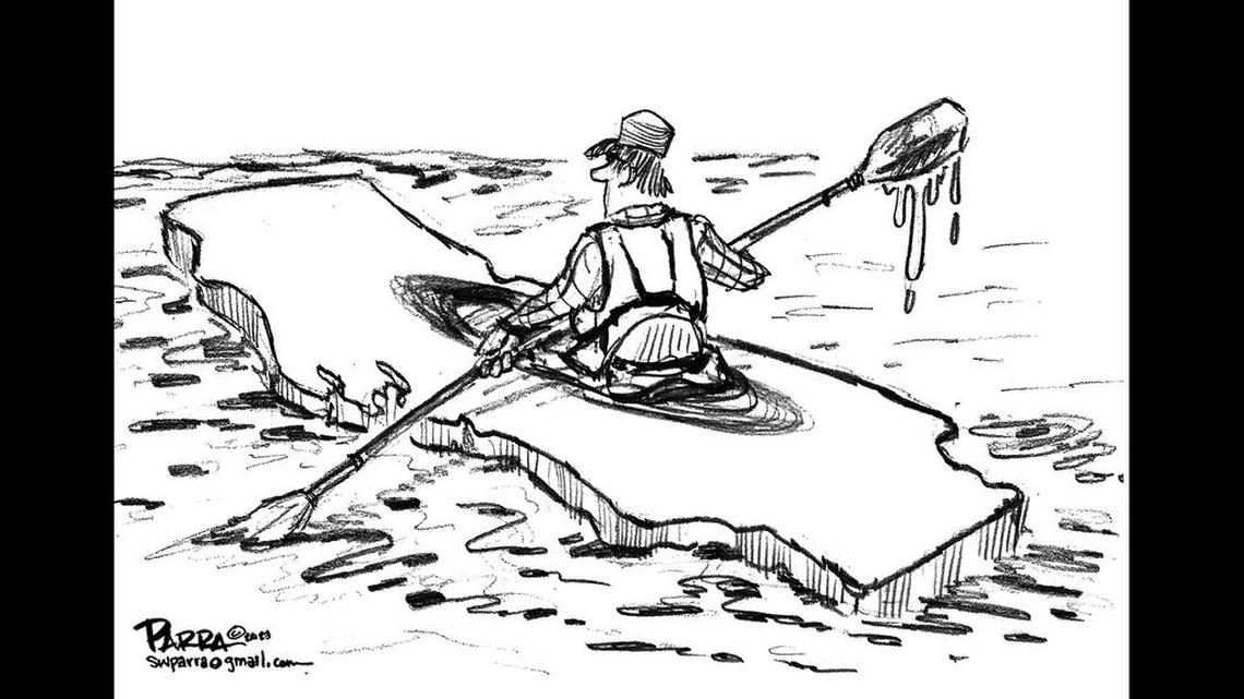 California is adrift in an ocean of rainwater: SW Parra cartoon for The Fresno Bee