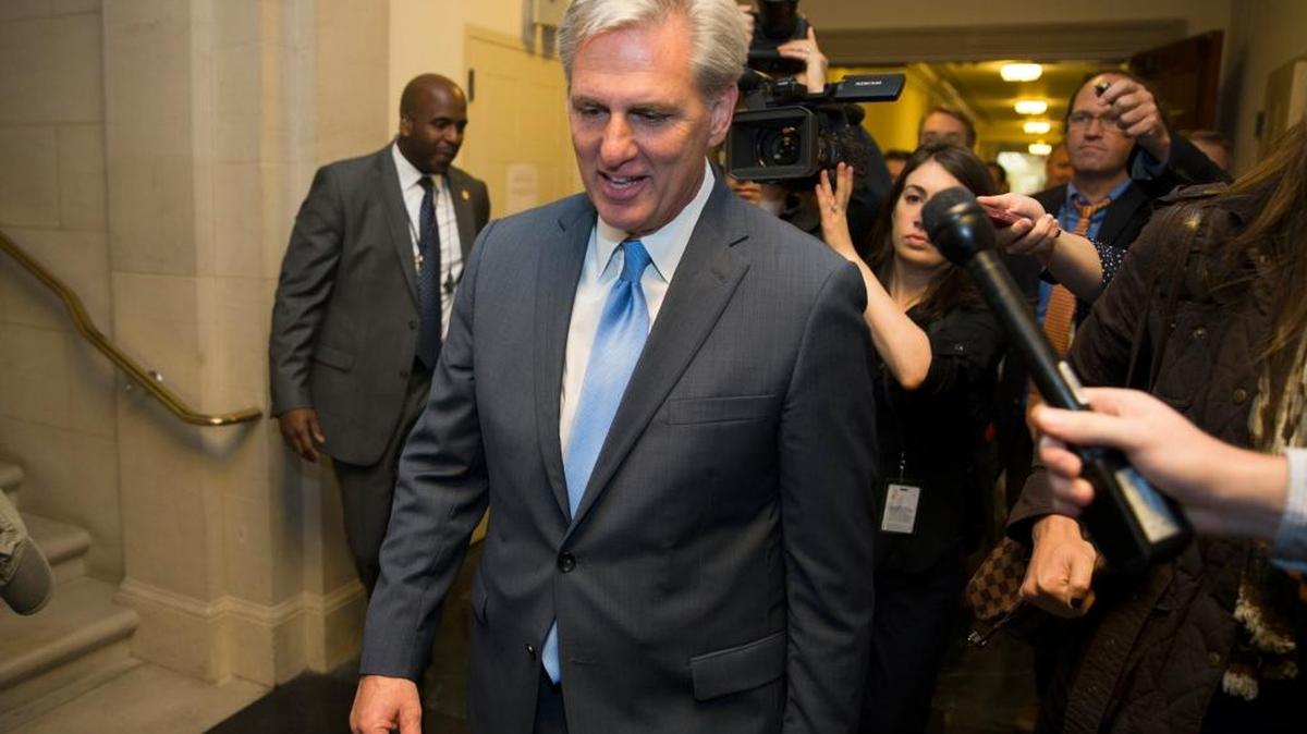 
House Majority Leader of Kevin McCarthy of Bakersfield walks out of a nomination vote meeting on Capitol Hill on Thursday, Oct. 8, after dropping out of the race to replace House Speaker John Boehner.
