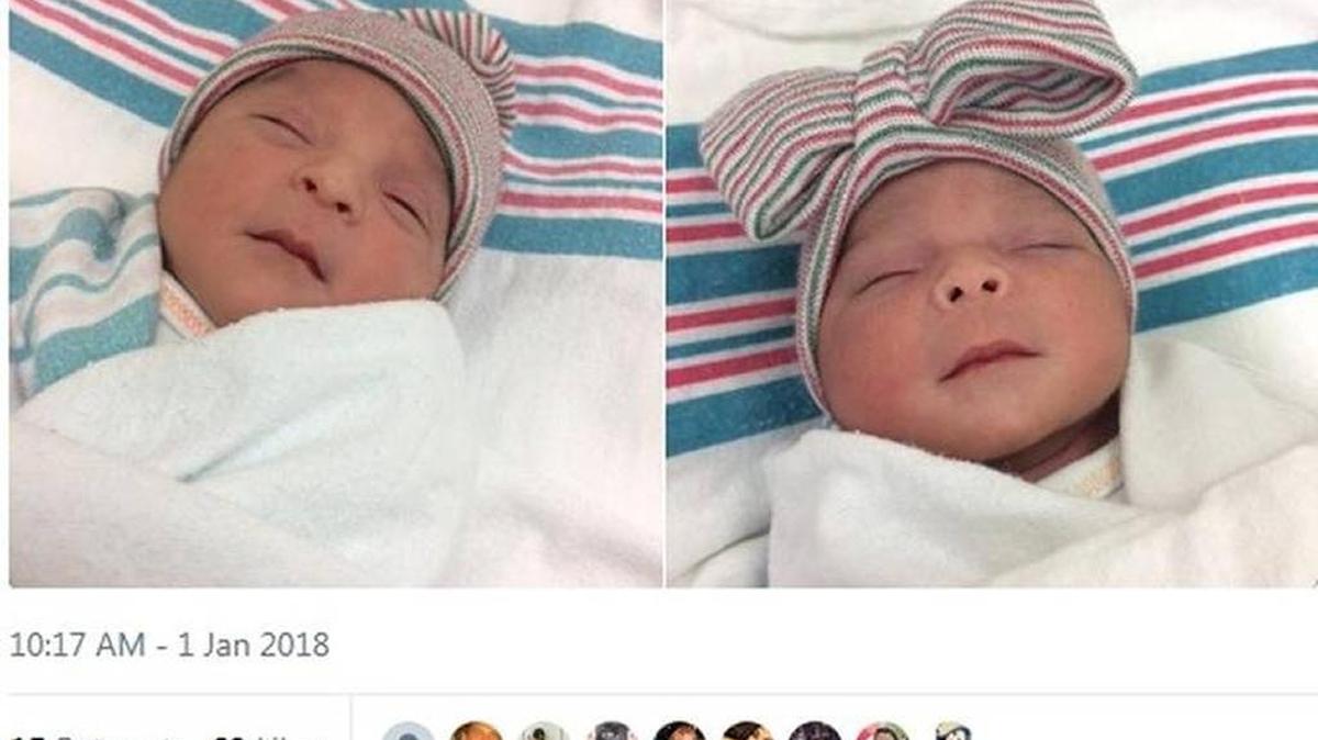 Joaquin Ontiveros Jr. was born at 11:58 p.m. on Dec. 31 and his twin sister, Aitana de Jesus was brn at 12:16 Jan. 1.