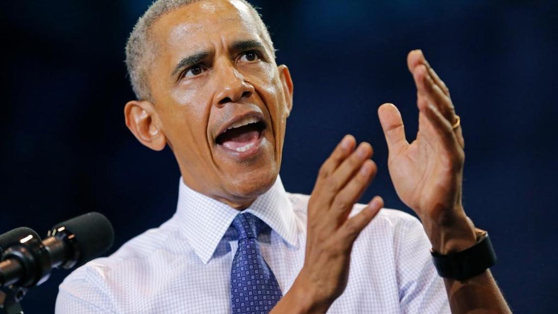 Campaigning in Miami on Thursday, President Barack Obama criticized Republicans for talking about impeachment.