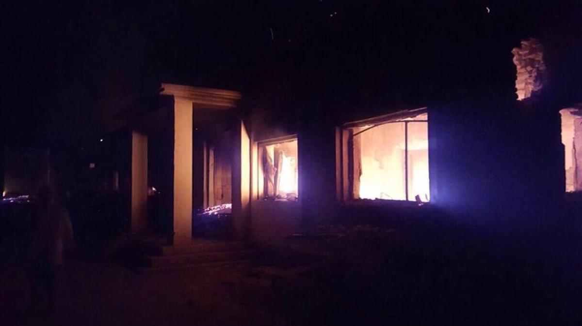 
The Doctors Without Borders trauma center is seen in flames after explosions near its hospital in the northern Afghan city of Kunduz. Doctors Without Borders says 12 staff members and 10 patients, including three children, were killed by a U.S. airstrike. 
