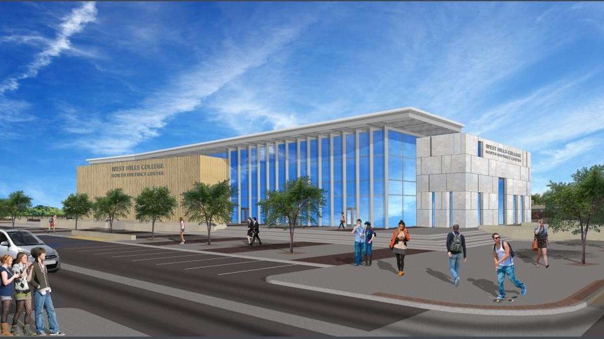 A rendering of the proposed 25,000-square foot, $44.1 million building that would expand the North District Center in Firebaugh. About 500 students attend the community college center, which serves the west side of the Valley.