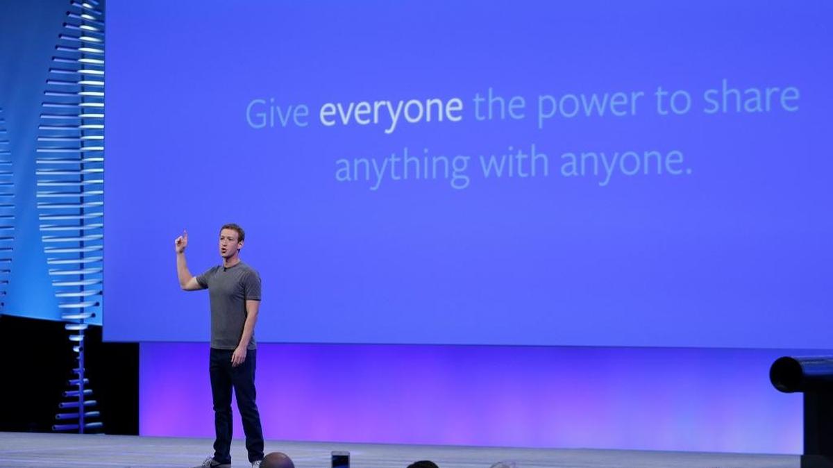 Facebook CEO Mark Zuckerberg delivers the keynote address at the F8 Facebook Developer Conference in in San Francisco in April. The company is taking heat for allowing fake news to spread on its network.
