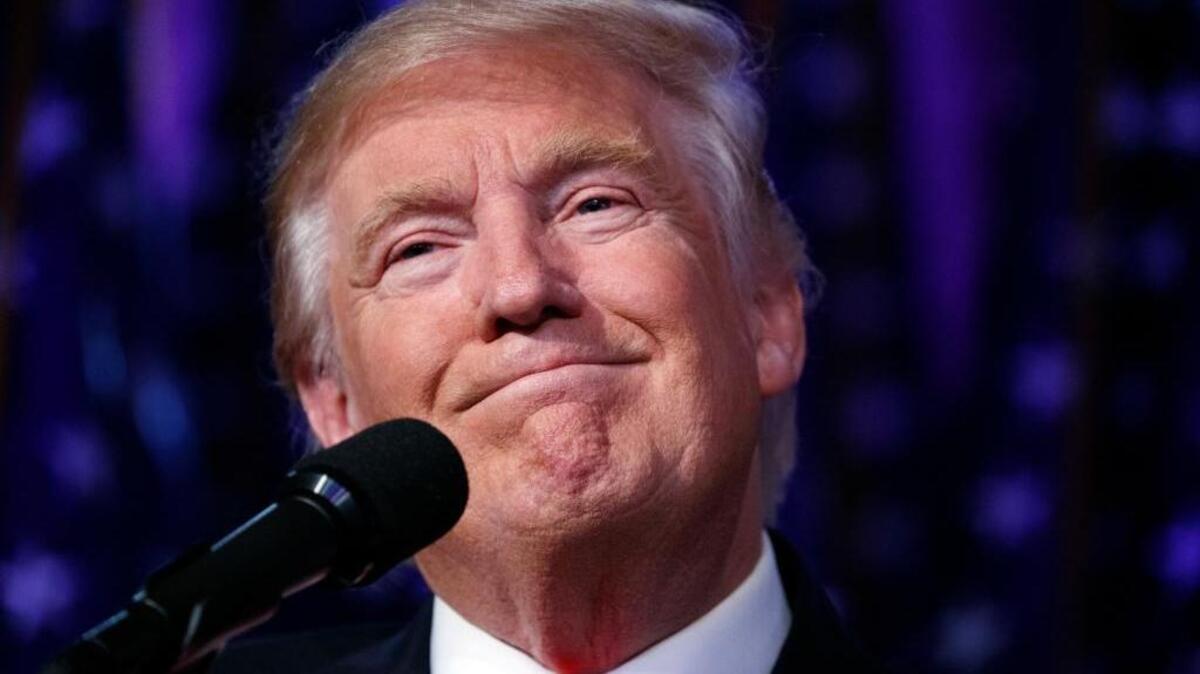 U.S. President-elect Donald Trump smiles as he arrives to speak at an election night rally Wednesday. Trump's election has little promise for the issues important to California, like international trade vital to big agriculture, immigration reform that respects the state’s labor needs and addressing the drought.