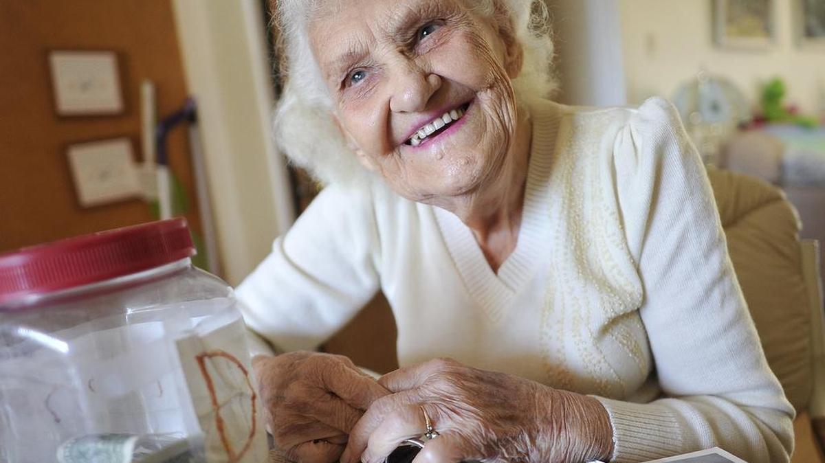 Making people happy is what keeps Violet Huckleberry, 94, going. An ordained minister and former pilot, she collects donated bread and distributes it to others in need. The meager donations she also collects-usually pennies- goes to the man who delivers the bread, garnered from grocery stores- some outdated and some right from the bakery, to her house, to help out with gasoline costs.