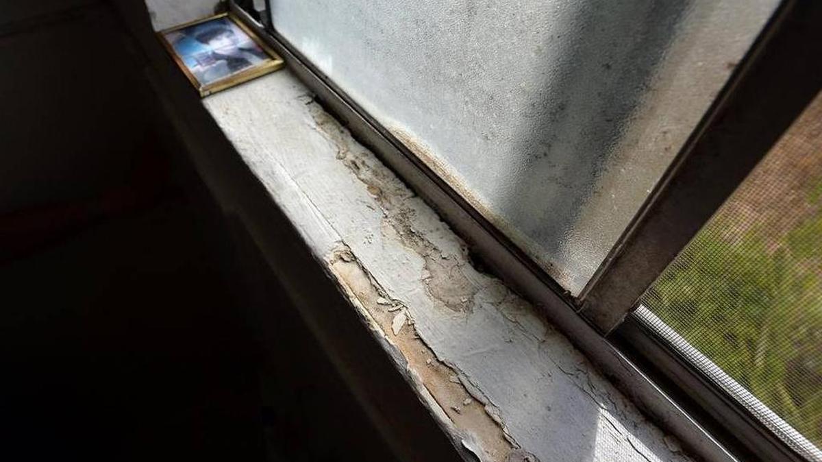 Peeling paint and mold in the bathroom window frame of a Fresno apartment. Six Assembly Democrats introduced a package of bills Thursday, March 22, 2018, to hold paint companies liable for lead in homes.