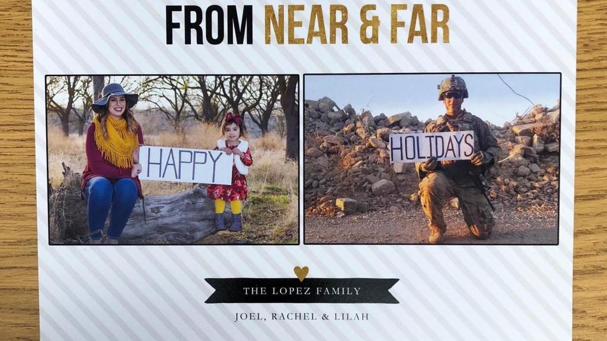 Horn Photo provided Christmas cards for the Lopez family, separated by military duties.