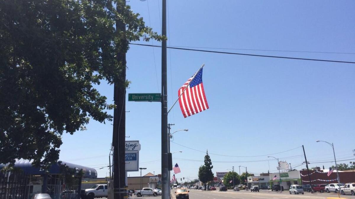 Fresno’s American Legion Post 509, the Legion Riders motorcycle group, the National Guard’s 1072nd Transportation Company and other contributors put up 350 American flags along Blackstone Avenue for the Memorial Day weekend.