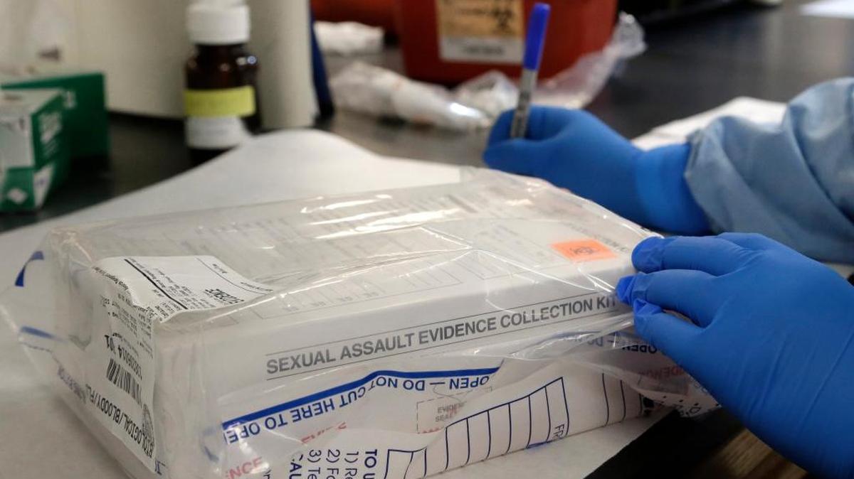 A rape kit is logged in the biology lab at the Houston Forensic Science Center.