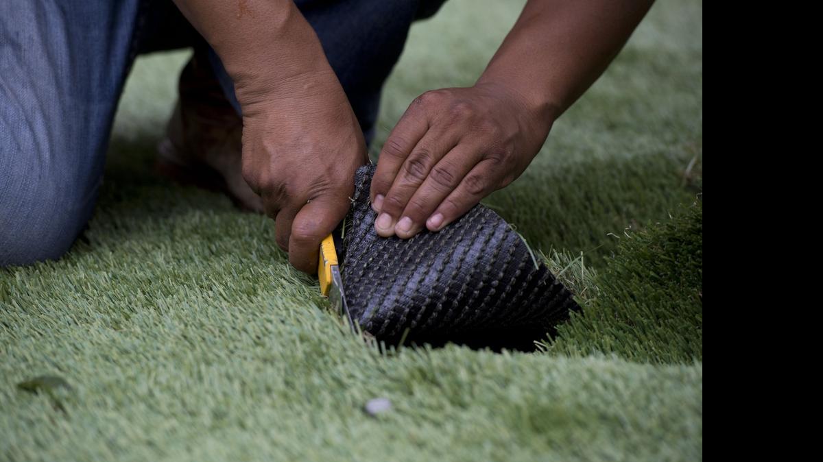 
Artificial turf is becoming more popular as homeowners relandscape with the drought in mind.
