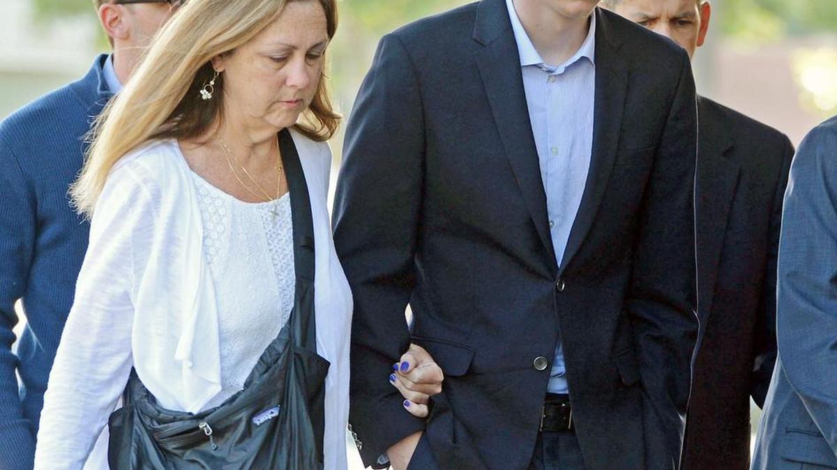 Brock Turner, 20, right, makes his way to Santa Clara Superior Court. He was convicted of attempted rape and sexual penetration with a foreign object.