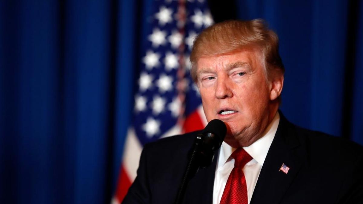 President Donald Trump speaks at Mar-a-Lago in Palm Beach, Fla., Thursday, April 6, 2017, after the U.S. fired a barrage of cruise missiles into Syria in retaliation for suspected chemical weapons attack against civilians.