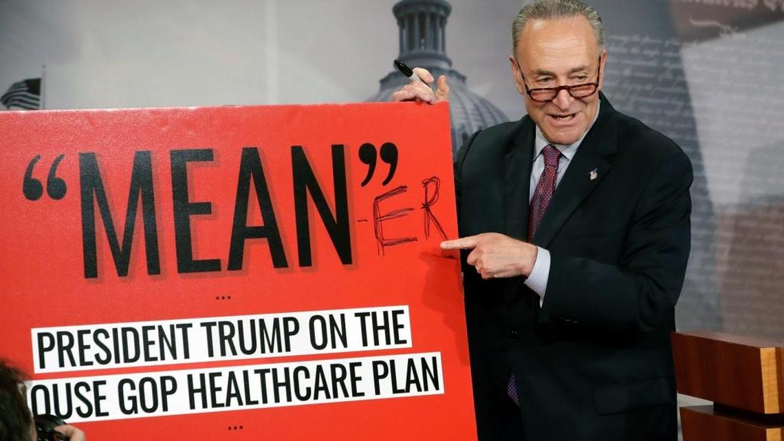 Senate Democratic leader Chuck Schumer of New York responds to the Republican leadership’s health care bill on Thursday.