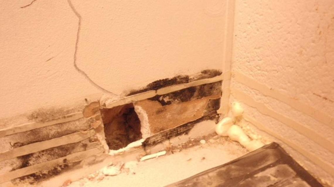 Mold is shown in this photo taken at the federal prison in Mendota.