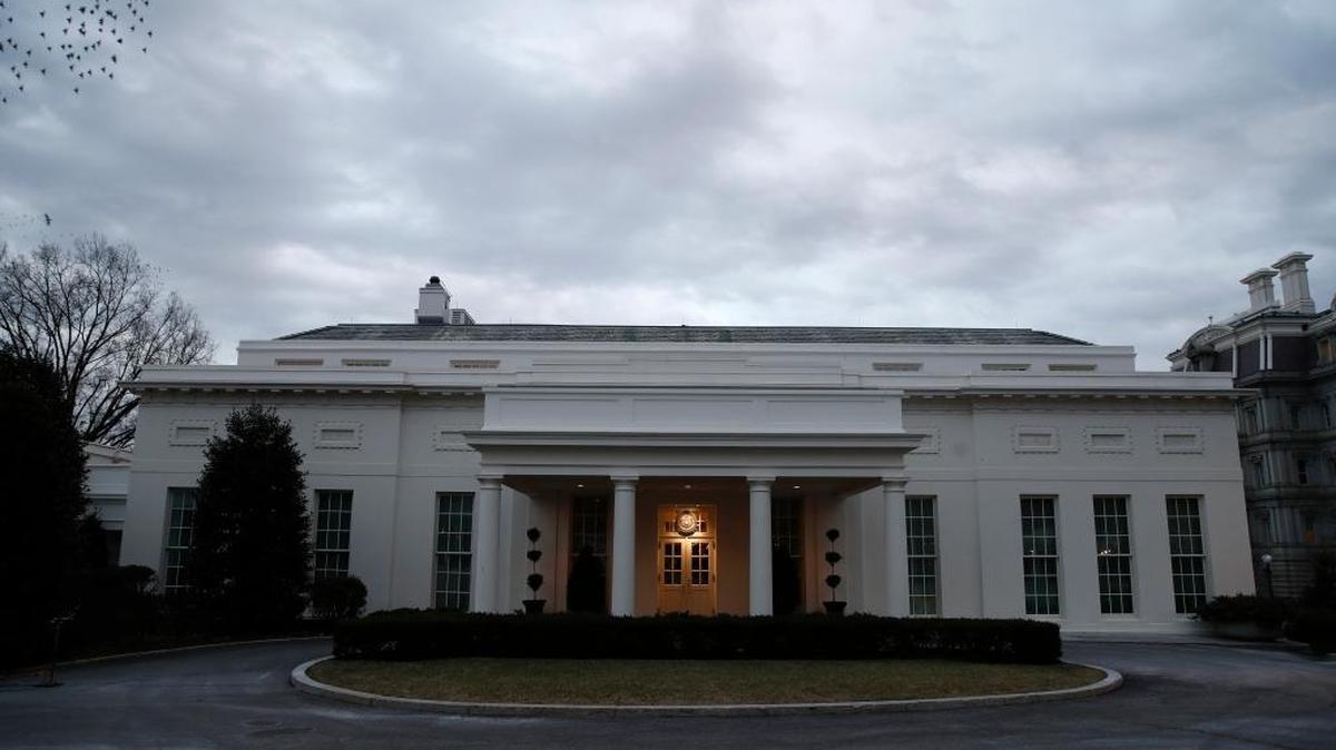 The West Wing of the White House was dark Sunday in Washington.