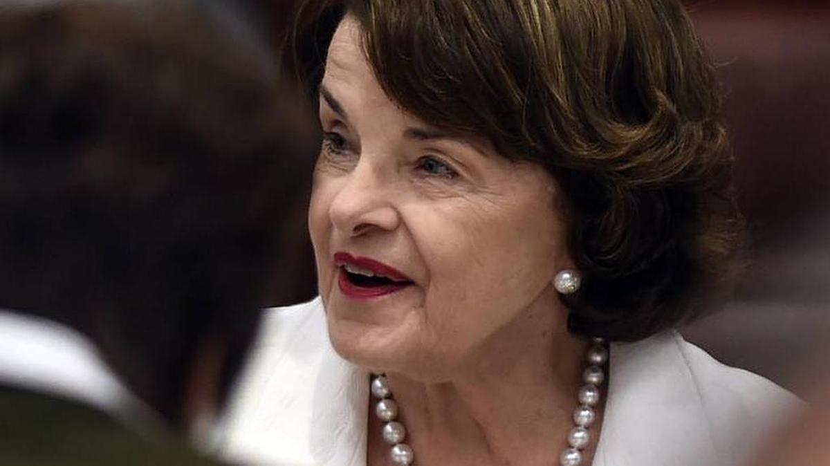 California Sen. Dianne Feinstein enjoys lunch before speaking to a gathering of the Central California Community Foundation on June 1, 2017, in Fresno.