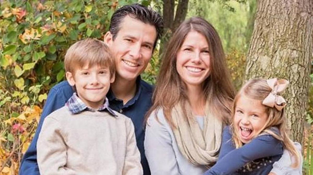 Gavin Gladding is shown with his wife and children in an undated photo. Gladding, 43, a vice principal at Fort Washington Elementary School, was training for a marathon when he was struck by a pickup on the shoulder of Friant Road north of Fresno shortly before 6 a.m. Sept. 16. A teen later pleaded no contest to hit-and-run in the death.