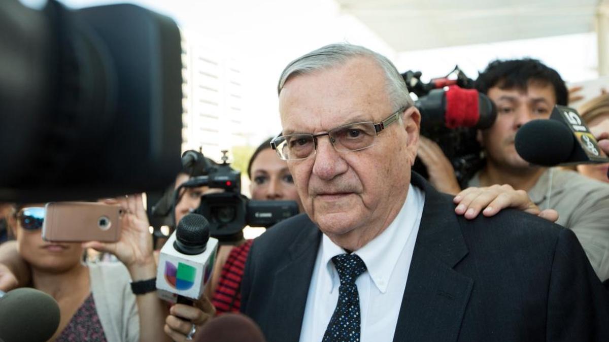 Former Sheriff Joe Arpaio leaves the federal courthouse in Phoenix, Ariz.