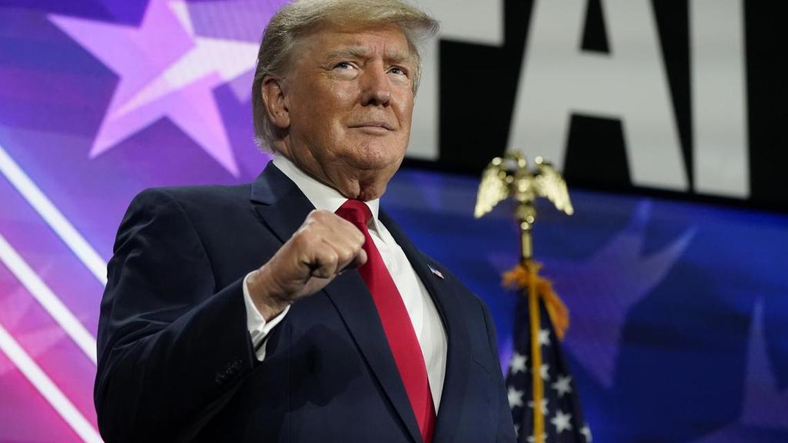 FILE - Former President Donald Trump speaks at the Road to Majority conference Friday, June 17, 2022, in Nashville, Tenn. (AP Photo/Mark Humphrey, File)