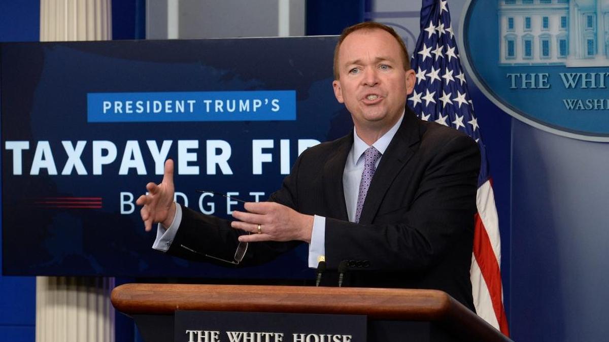 Office of Management and Budget Director Mick Mulvaney speaks during a press briefing about President Donald Trump's 2018 budget proposal that includes boosts for military and spending cuts on safety-net programs for poor May 23, 2017 in Washington, D.C.