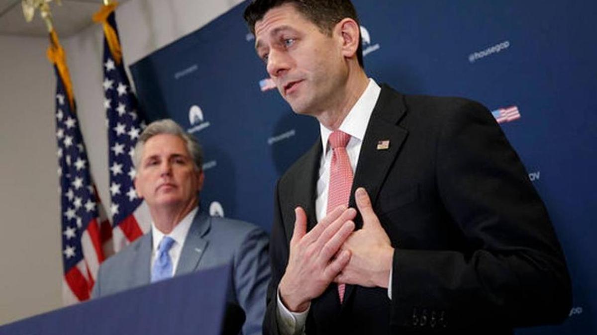 Speaker of the House Paul Ryan, R-Wis., joined by Majority Leader Kevin McCarthy of Bakersfield talks about getting past the failure to pass a health-care overhaul bill Tuesday, March 28, 2017