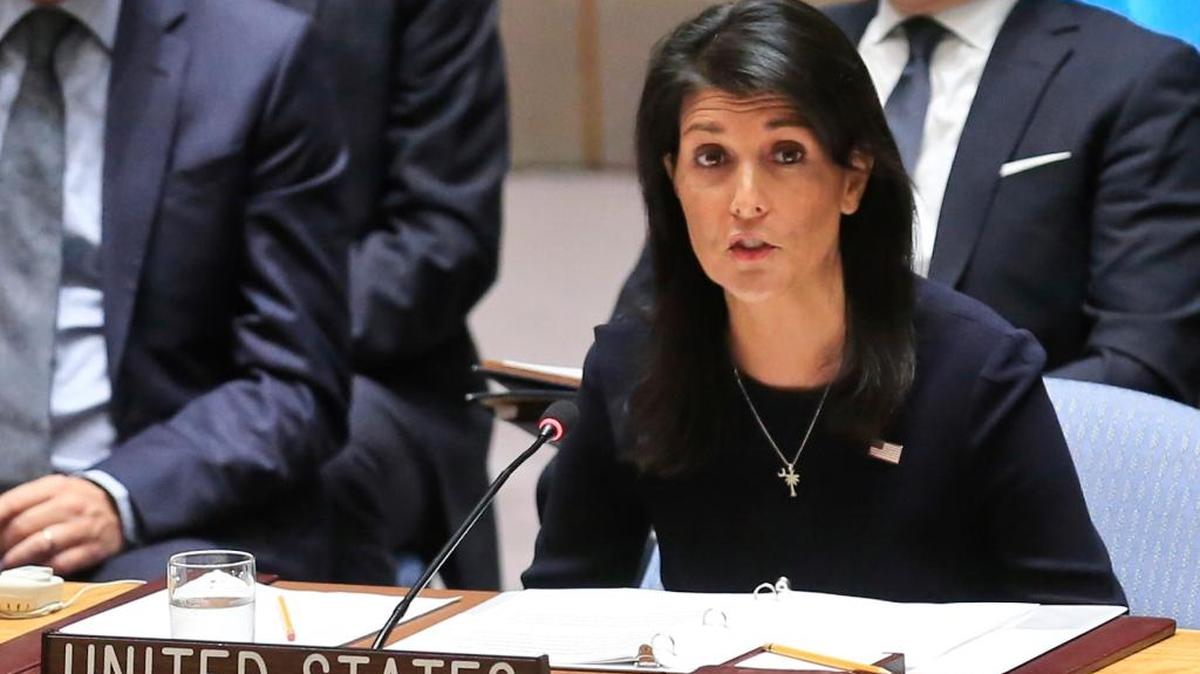 United Nations U.S. Ambassador Nikki Haley addresses a U.N. Security Council meeting on North Korea, Monday warning that North Korea is “begging for war.”