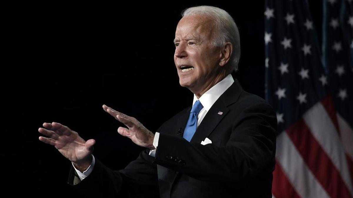 Former vice president and Democratic presidential nominee Joe Biden accepts the Democratic Party nomination for president during the last day of the Democratic National Convention.