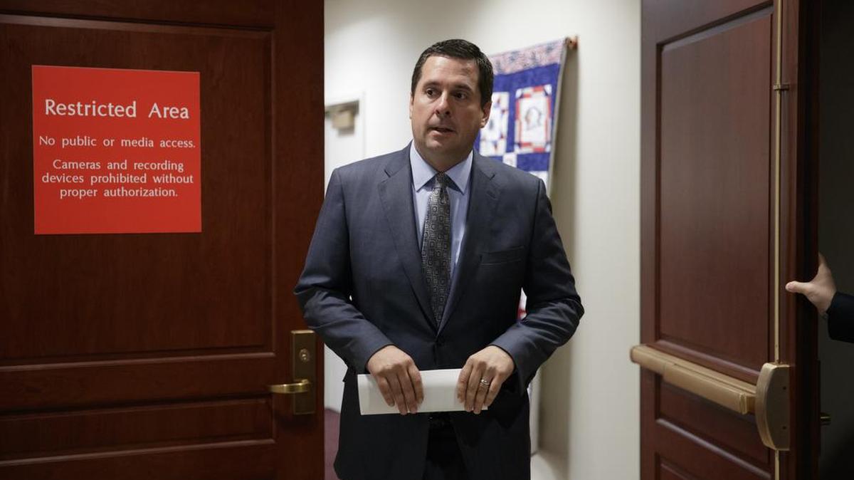 House Intelligence Committee Chairman Rep. Devin Nunes, R-Tulare, leaves a secure area on Capitol Hill March 7, 2017.