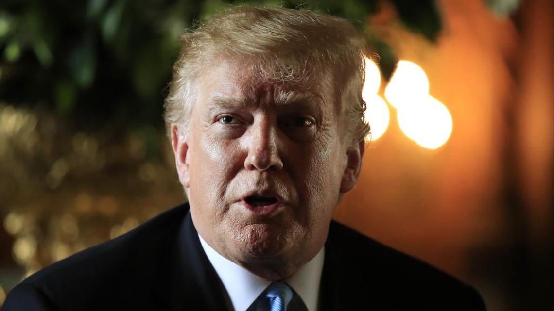 President Donald Trump during a news conference at his Mar-a-Lago estate in Palm Beach, Fla., Friday, March 29, 2019.