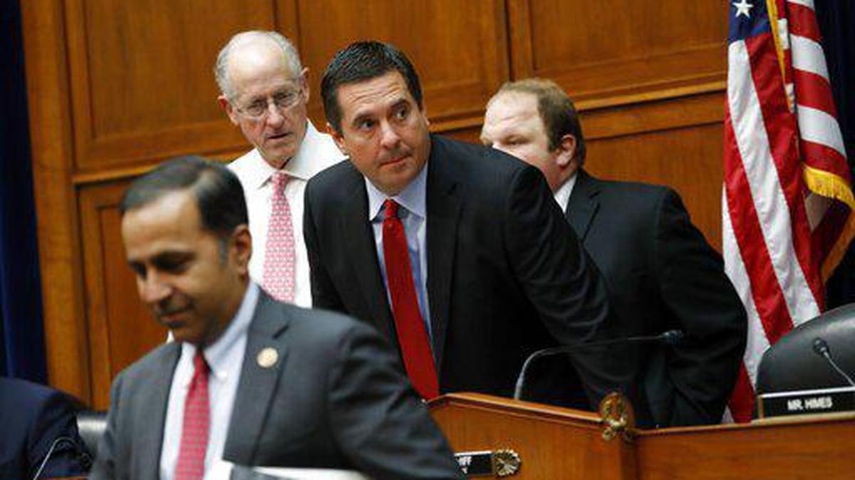 House Intelligence Committee Ranking Member Rep. Devin Nunes, R-Tulare, arrives for a hearing where acting director of National Intelligence Joseph Maguire was to testify, Thursday, Sept. 26, 2019.
