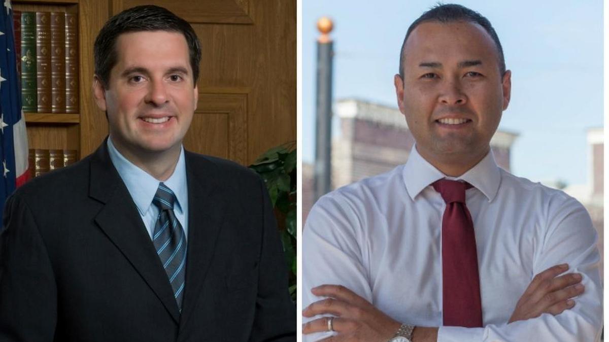 Republican congressman Devin Nunes, left, faces Democratic challenger Andrew Janz in Tuesday’s election.