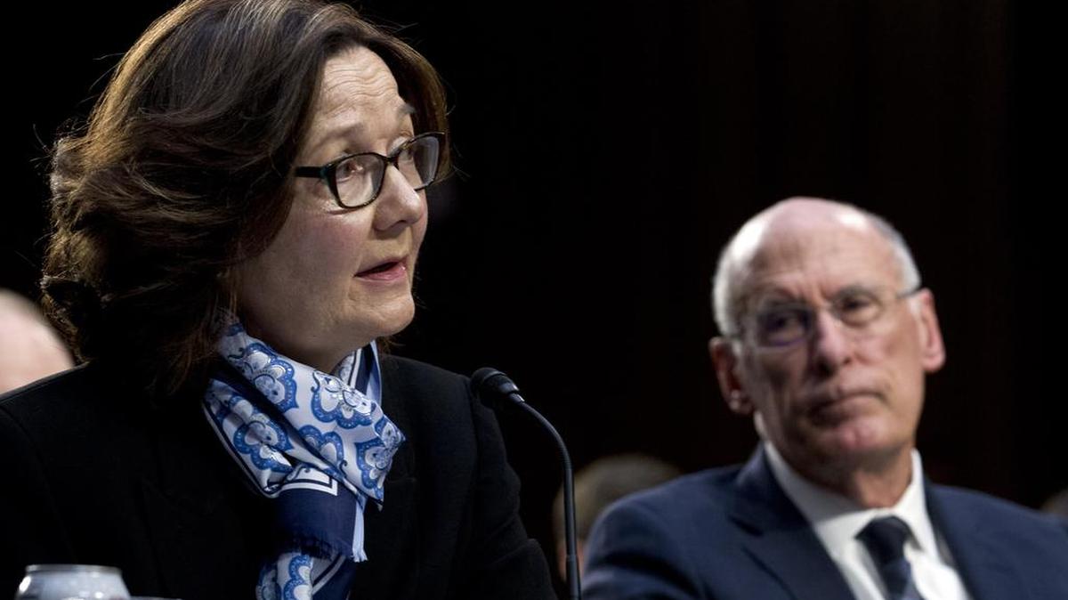 CIA Director Gina Haspel, accompanied by Director of National Intelligence Daniel Coats (background), testifies before the Senate Intelligence Committee on Capitol Hill in Washington Tuesday, Jan. 29, 2019.