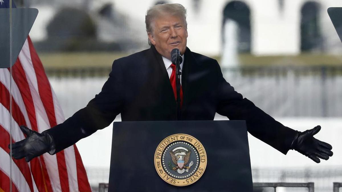 Then-President Donald Trump, at a rally before the Jan. 6 riot, still demands loyalty of Republican candidates.