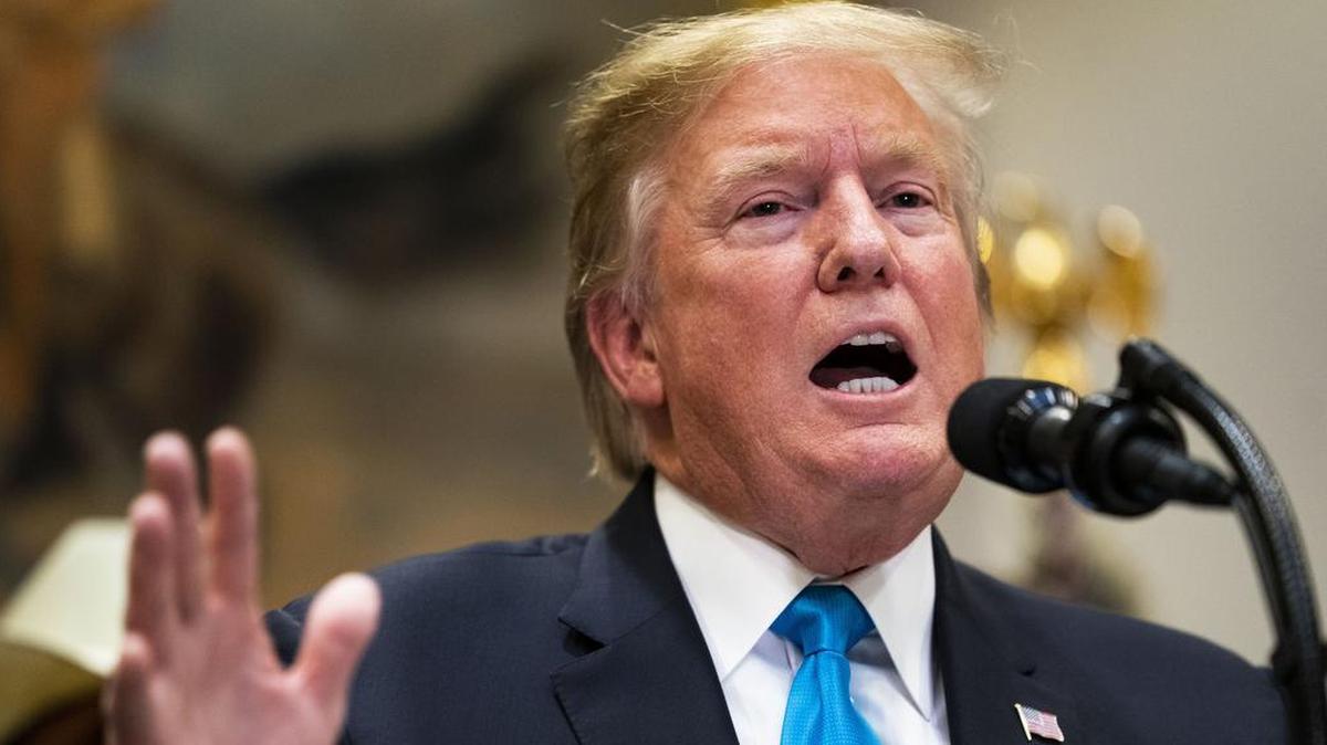 President Donald Trump answers questions following a news conference on supporting America’s farmers and ranchers in the Roosevelt Room of the White House, in Washington, Thursday, May 23, 2019.