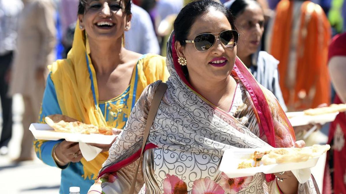 Vegetarian food is served at the Sikh Center of the Pacific Coast following the annual Sikh Day Nagar Kirtan Parade for Vaisakhi celebrations April 17, 2016, in Selma.