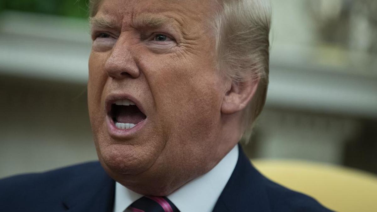 President Donald Trump speaks during a meeting with Paraguay’s President Mario Abdo Benitez in the Oval Office of the White House, Friday, Dec. 13, 2019, in Washington. (AP Photo/ Evan Vucci)
