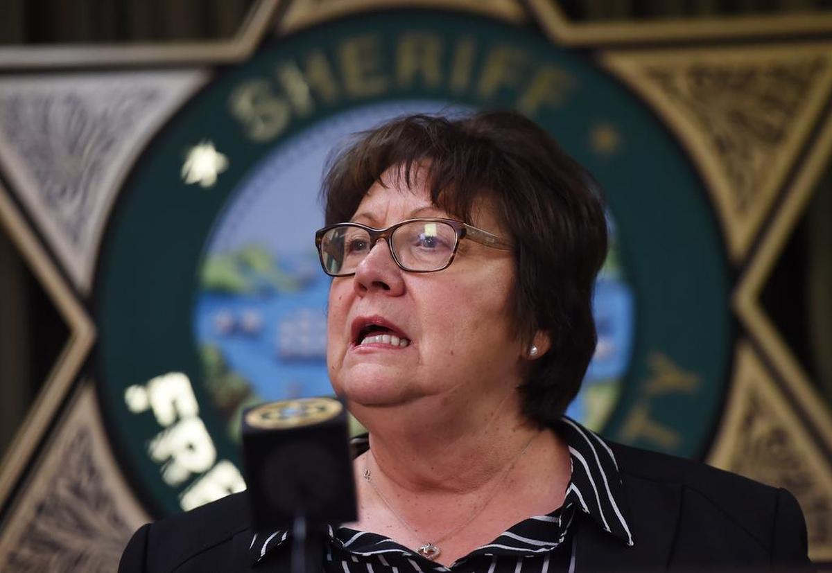 Fresno County Sheriff Margaret Mims during a press conference last year in Fresno.
